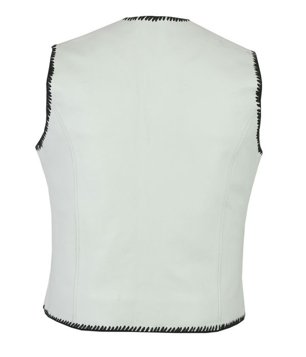 MAGS-105 Gents leather vest,Biker,Rocker,Chopper,Club vest white