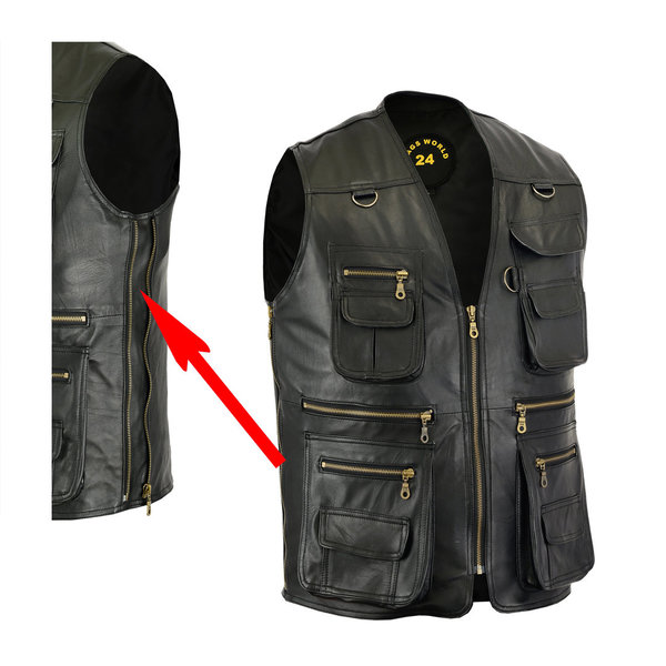 Gents leather vest,Hunting,Fishing,Camping,Outdoor black