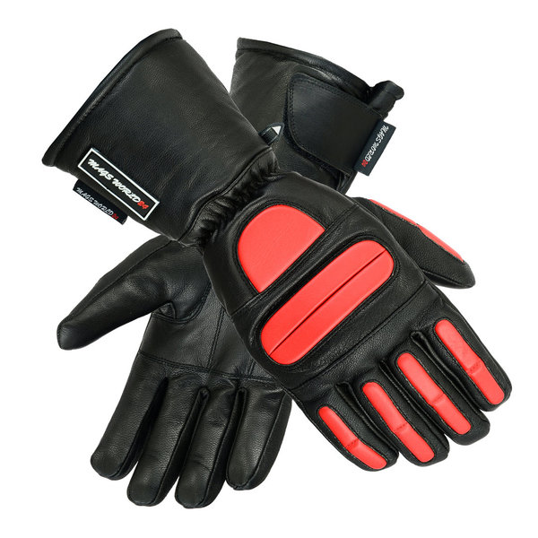 MAGS-10-red-black Echte Lamm Nappa Leder Motorrad Handschuhe Thermo Handschuhe