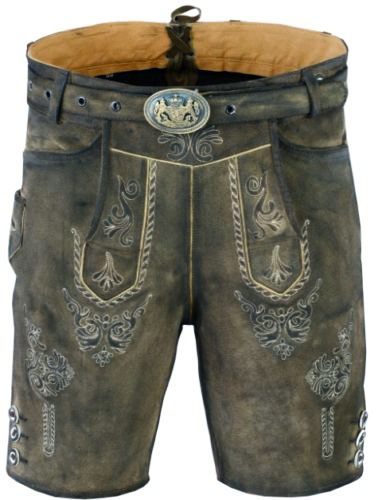classic Bavarian Trachten leather shorts in antique green sizes 46-62